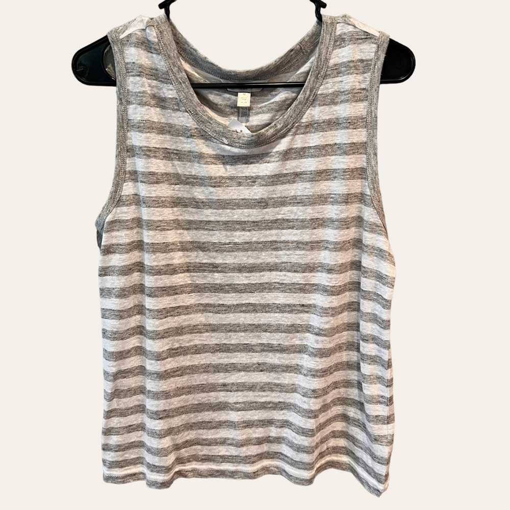 Banana Republic | Linen Gray and White Striped Tank Top | Size M | NWT